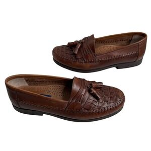 Giorgio Brutini Men's Brown Leather Tassel Weave Loafer Shoes Size‎ 9.5 D Brazil